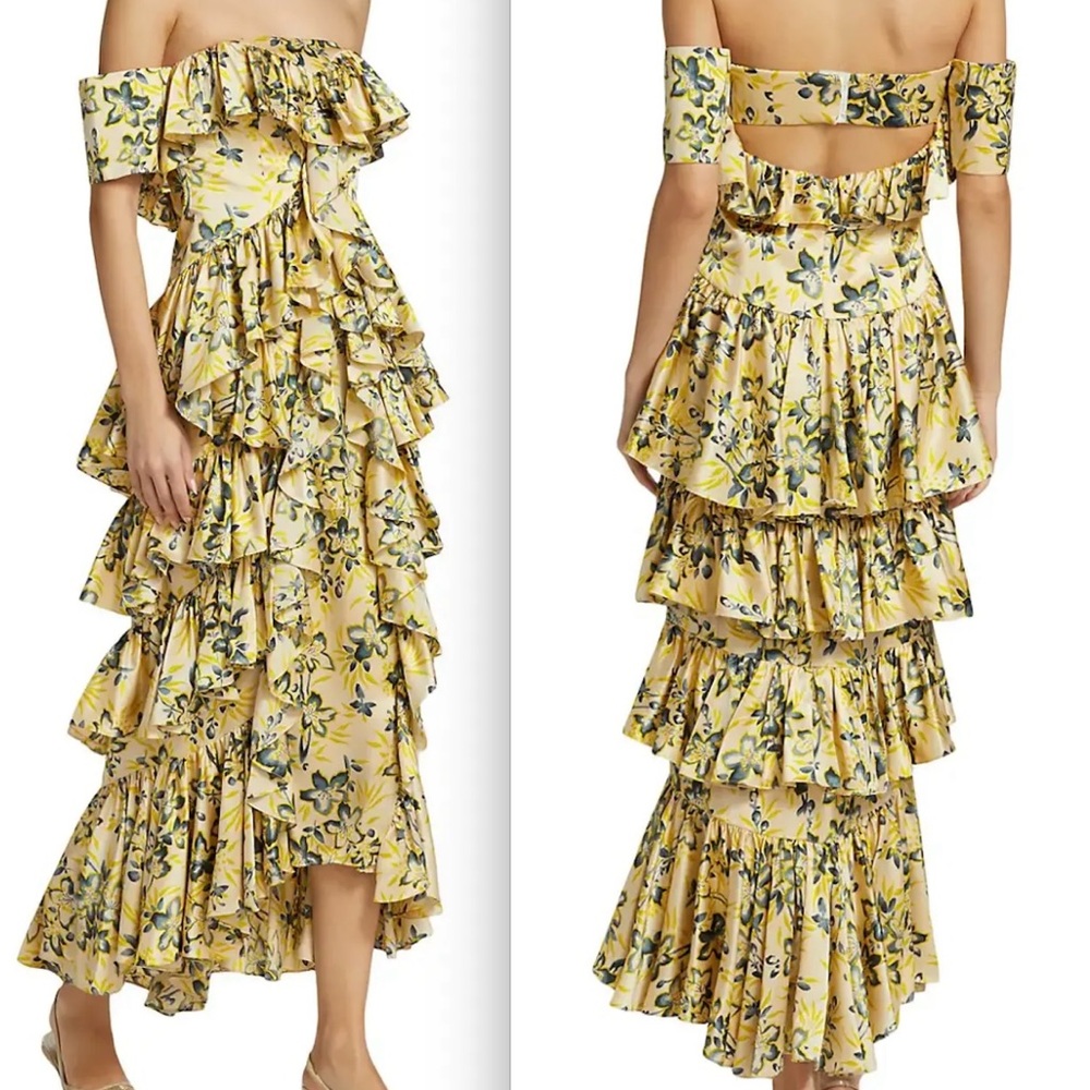 Cinq a Sept Elenora Off Shoulder Cascading Ruffle Dress